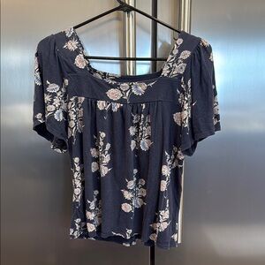 Lucky Brand Blue and White Smocked Blouse